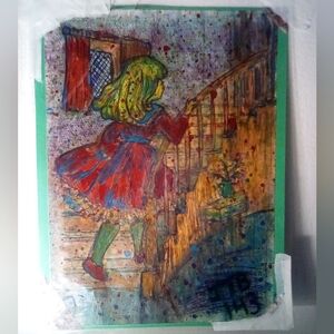 🎨Watercolor Painting Of Girl Looking For Nilbog Milk Art🖼